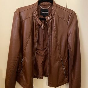 Express leather zip-up jacket